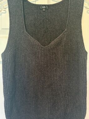 Knix Charcoal Gray Ribbed Cotton Wool V-Neck Cropped Sweater Vest Tank Medium M